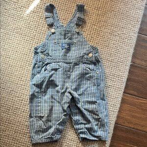 Vintage OshKosh B'gosh Blue Checked Overalls 12 M